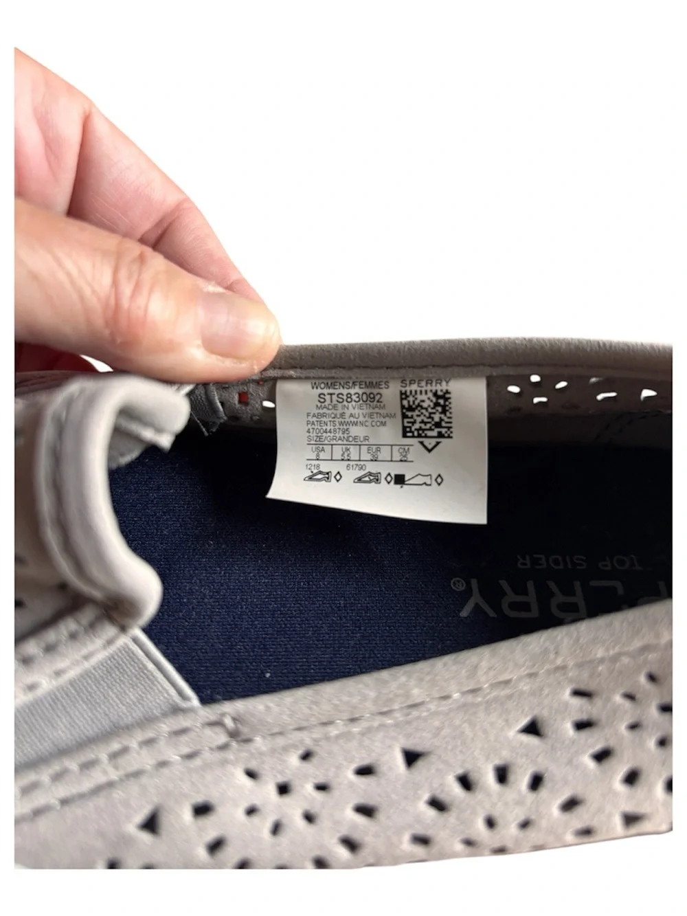 Sperry Women’s Size 8 Slip-On Perforated Casual Shoe - Light Gray